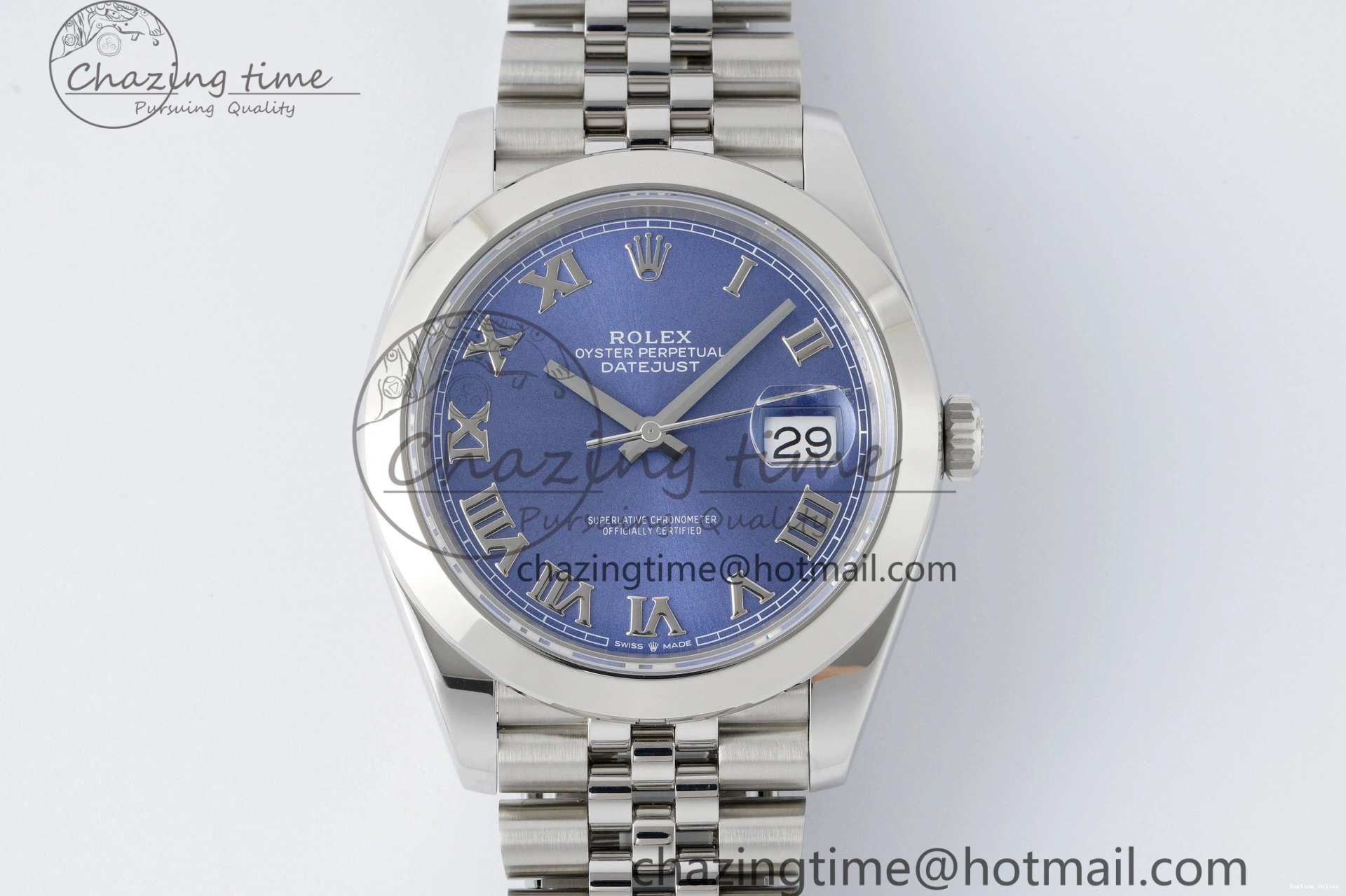 0227 Snug DateJust 41 SS Polished Bezel KING 1:1 Best Edition 904L Steel Blue Roman Dial on Jubilee Bracelet VR 2213